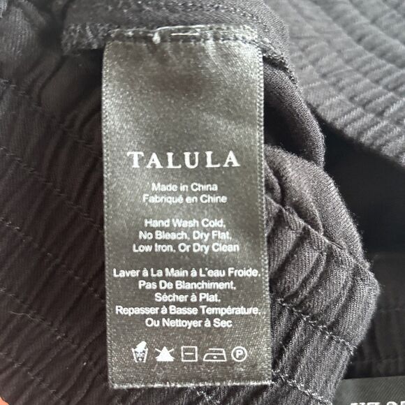 Talula Pull On Elastic Waist Wide Leg Black Cropped Rayon Pants Pockets Size XXS - Picture 9 of 10